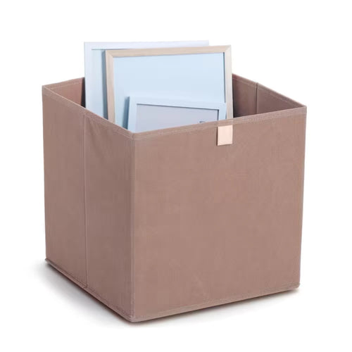 Stoffbox Aufbewahrung Taupe – Quadratischer Aufbewahrungskorb für Ordnung und Stauraum