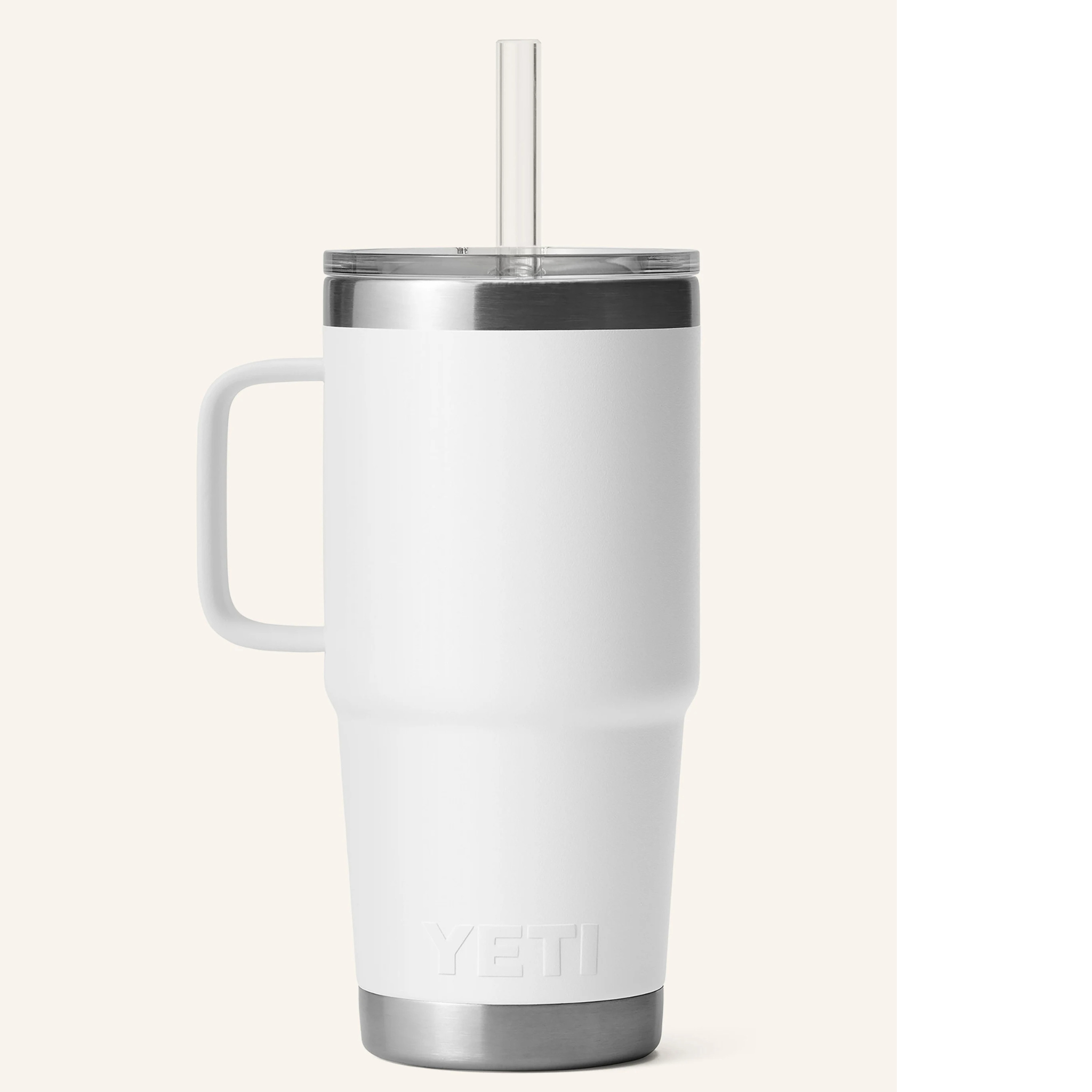 Yeti Rambler 760ml Thermobecher weiß mit Trinkhalm und Griff - Isolierbecher
