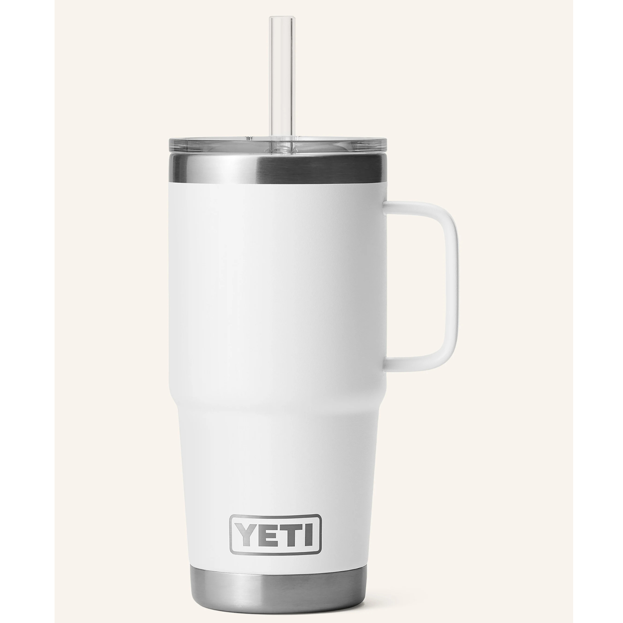 YETI Rambler 760ml Isolierbecher mit Trinkhalm in Weiß - Hochwertiger Edelstahl Thermosbecher