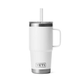 Yeti Rambler 25oz Trinkbecher mit Trinkhalmdeckel in Weiss, doppelwandiger Edelstahl-Isolierbecher mit Griff