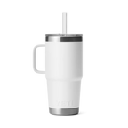 Yeti Rambler 25oz Trinkbecher mit Trinkhalmdeckel in Weiss, doppelwandiger Isolierbecher mit Griff