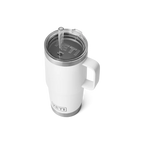 Yeti Rambler 25 oz Trinkbecher mit Strohhalm-Deckel in Weiss, isolierter Edelstahl-Becher mit Griff