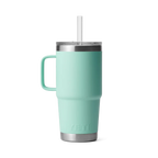 YETI Rambler 25oz Trinkbecher mit Trinkhalmdeckel in Seafoam-Grün, doppelwandiger Edelstahl-Becher mit Griff