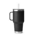 Yeti Rambler 35 oz Trinkbecher mit Trinkhalmdeckel in Schwarz, doppelwandiger Isolierbecher mit Griff