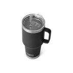 Yeti Rambler 35 oz Trinkbecher mit Trinkhalmdeckel in Schwarz, isolierter Reisebecher mit Griff