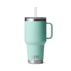 Yeti Rambler 35 oz Trinkbecher mit Trinkhalmdeckel in Seafoam Grün, isolierter Edelstahl-Becher mit Griff