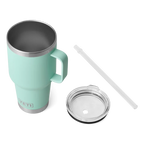 Yeti Rambler 35 oz Trinkbecher mit Trinkhalmdeckel und Strohhalm in Seafoam Grün, Edelstahl innen