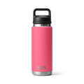 Yeti Rambler 26 oz Trinkflasche in Pink mit schwarzem Chug-Deckel und Henkel, doppelwandige Edelstahl-Isolierflasche