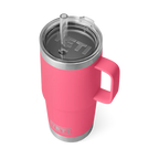 YETI Rambler 25 oz Trinkbecher mit Trinkhalmdeckel in Pink, doppelwandiger Edelstahl-Thermobecher mit Griff