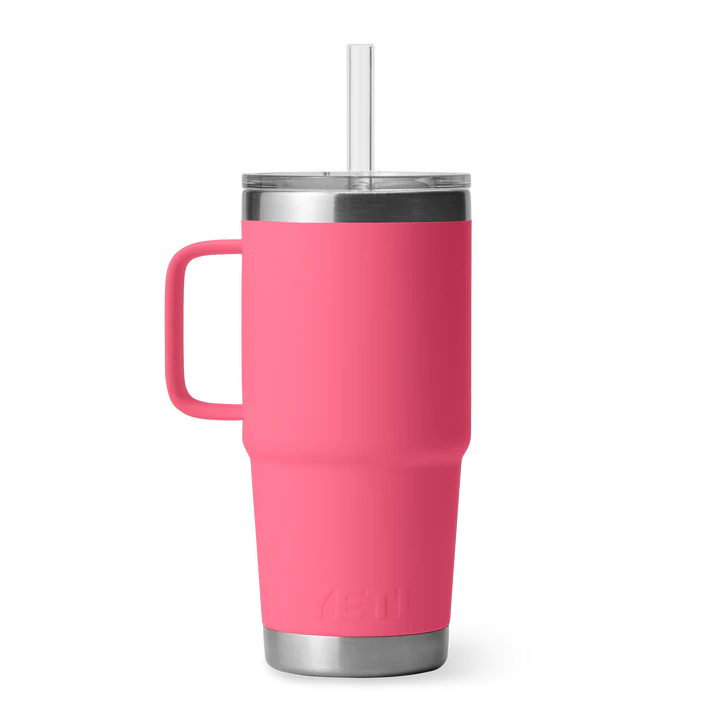 Gobelet isotherme YETI Rambler® 740 ml rose avec paille