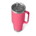 Yeti Rambler 42 oz Trinkflasche in Pink mit Henkel und transparentem Trinkhalmdeckel