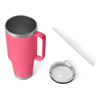 Yeti Rambler 42 oz Becher mit Henkel in Pink, abnehmbarem Trinkhalm-Deckel und weißem Strohhalm