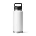Yeti Rambler 36 oz Trinkflasche in Weiss mit schwarzem Chug-Verschluss und Tragegriff