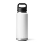 Yeti Rambler 36 oz Trinkflasche in Weiss mit schwarzem Chug-Verschluss und Tragegriff