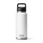 Yeti Rambler 36 oz Isolierflasche in Weiss mit schwarzem Chug-Deckel und Tragegriff