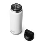 Yeti Rambler 36 oz Trinkflasche in Weiss mit schwarzem Deckel, doppelwandig isoliert, Edelstahl