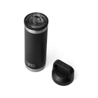 Yeti Rambler 18 oz Trinkflasche Schwarz mit abgenommenem Deckel, doppelwandige Isolierflasche
