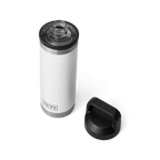 YETI Rambler 18 oz Trinkflasche Weiss mit abgenommenem schwarzen Deckel, isolierte Edelstahl-Wasserflasche