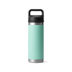 Yeti Rambler 18 oz Trinkflasche in Seafoam Grün mit schwarzem Chug-Deckel und Tragegriff