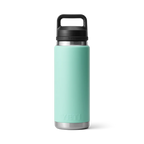 Yeti Rambler 26 oz Trinkflasche in Seafoam Grün mit schwarzem Chug-Deckel und Henkel