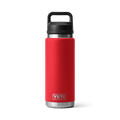 Yeti Rambler 26 oz Trinkflasche in Rot mit schwarzem Chug Cap Verschluss, doppelwandige Isolierflasche
