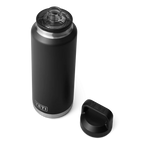 YETI Rambler 46 oz Trinkflasche Schwarz mit abgenommenem Deckel, Edelstahl isoliert