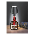 Cilio LED Flaschenlampe Luce Schwarz auf Grand Marnier Flasche, dekorative Tischlampe mit schwarzem Lampenschirm