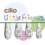 Cilio Little Friends Kinderbesteck mit gravierten Tier-Motiven: Katze, Hund und Vogel auf Silberbesteck