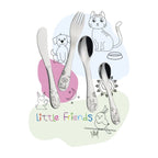 Kuchenprofi Cilio Kinderbesteck „Little Friends" 4-teilig aus Edelstahl mit Tier-Motiven – Messer, Gabel, Löffel