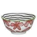 Küchenprofi Cilio Bowl Amici Floral – weisse Keramikschüssel mit roten Blumen, grünem Rand und Streifenmuster innen