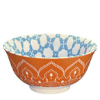 Kuchenprofi Cilio Bowl Amici Mandala – Keramikschale orange mit blauem Muster innen, Boho-Stil