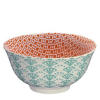 Kuchenprofi Cilio Bowl Amici Fächer – Keramikschale mit türkisem Außenmuster und orangem Innendekor