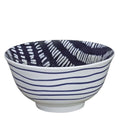 Küchenprofi Cilio Bowl Amici weiß-blau gestreift, Keramikschüssel mit Shibori-Muster innen