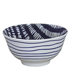 Küchenprofi Cilio Bowl Amici weiß-blau gestreift, Keramikschüssel mit Shibori-Muster innen