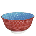 Cilio Kuchenprofi Bowl Amici Rauten Rot – Keramikschüssel mit rotem Rautenmuster außen und blauer Craquelé-Glasur innen