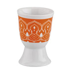 Cilio Eierbecher Amici Mandala in Orange-Weiß aus Porzellan mit dekorativem Muster und stabilem Standfuß