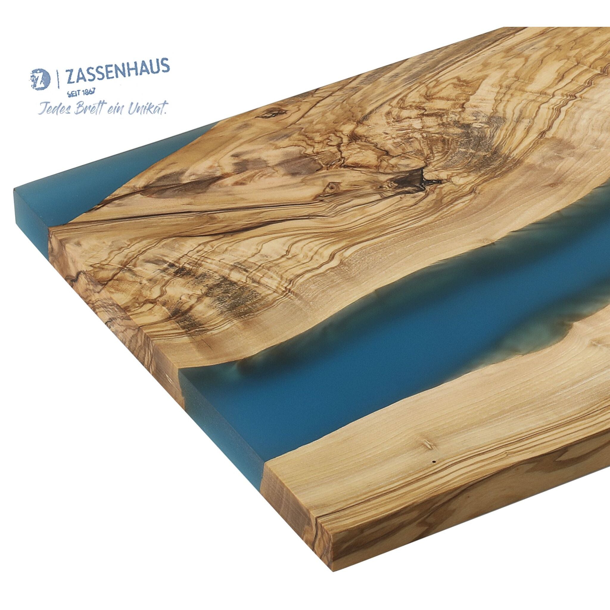 Planche de service, bleu olive 45×22×1,5 cm