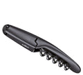 Cilio Kellnermesser schwarz mit Korkenzieher und Flaschenöffner, kompaktes Sommeliermesser aus Metall