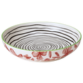 Küchenpro Amici Schale 21cm weiß mit roten Blumenmotiven, grünem Rand und schwarzen Spirallinien innen