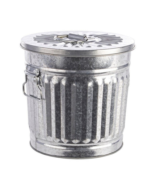 Bizzotto Abfalleimer Tink 7L aus Metall in Silber mit Deckel und Tragegriff