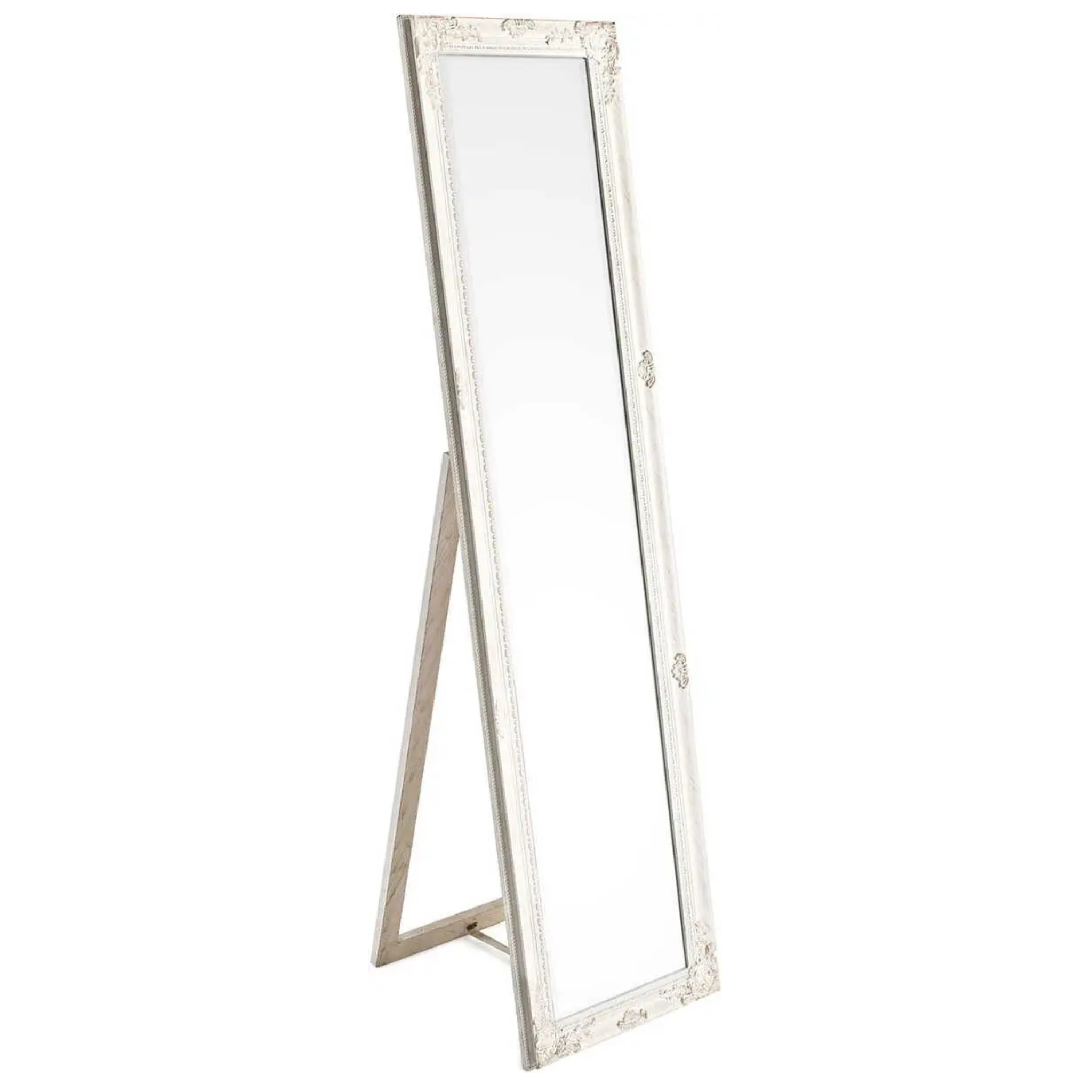 Standspiegel Miro 40x160cm weiß - Bizzotto Ganzkörperspiegel mit Holzrahmen