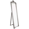 Standspiegel Miro silber - Eleganter Ganzkörperspiegel mit Ornament-Verzierung und Standfuß