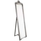 Standspiegel Miro silber - Eleganter Ganzkörperspiegel mit Ornament-Verzierung und Standfuß