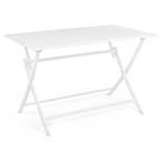 Klappbarer Gartentisch ELIN 110x70cm in Weiß - praktischer Klapptisch für Balkon und Terrasse.