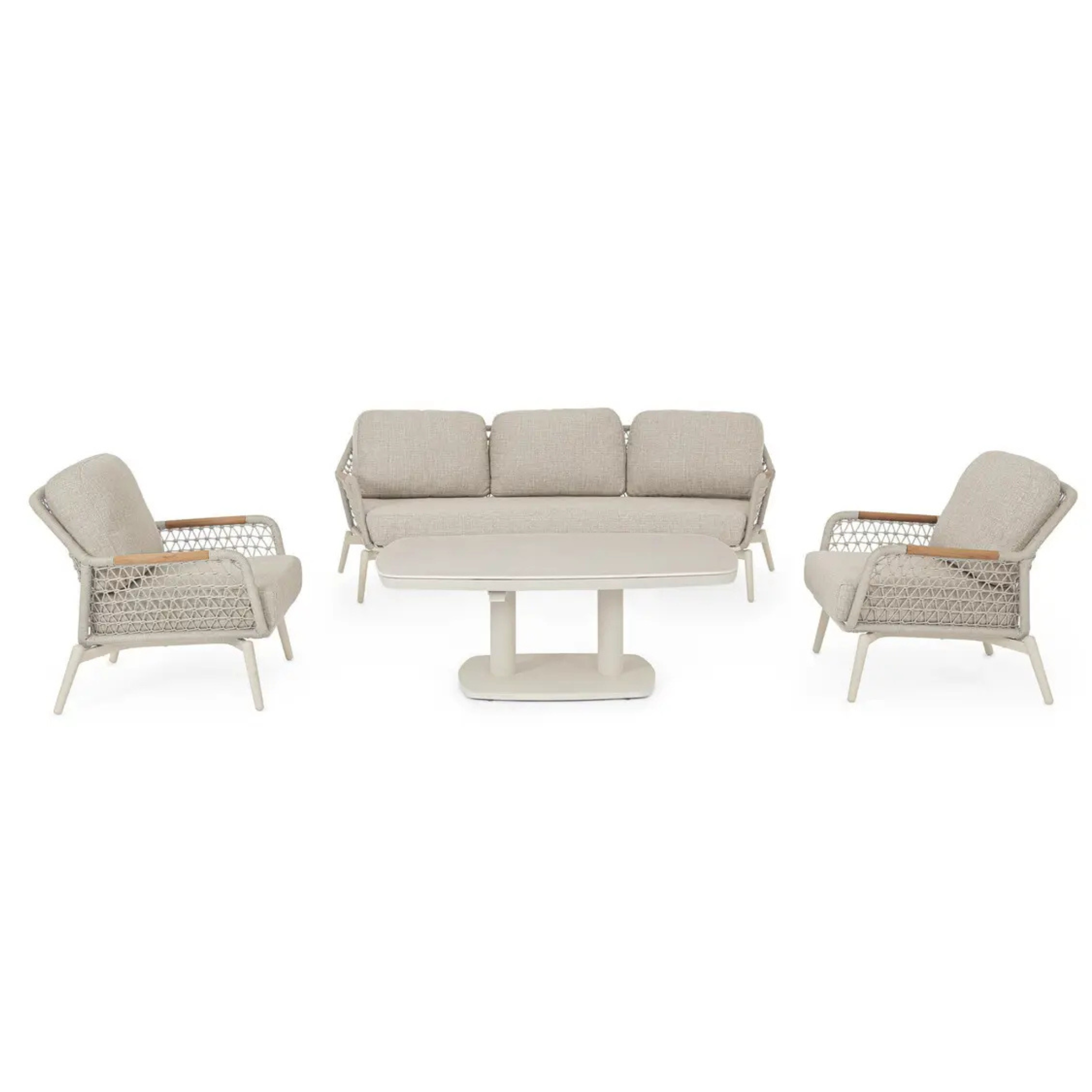 Bizzotto Loungesofa Eulero mit Sesseln und Tisch - Gartenmöbel Set in Beige