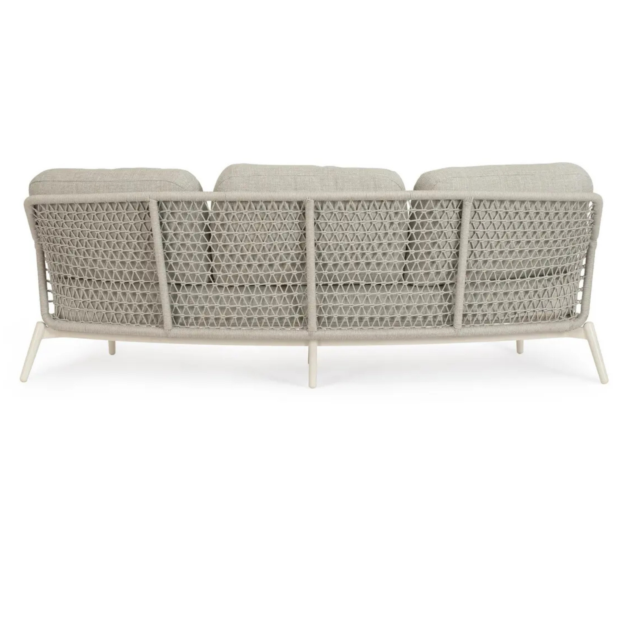 Bizzotto Loungesofa Eulero mit geflochtenem Design, 4-teiliges Sofa in Beige mit Stoffkissen, moderne Gartenmöbel.
