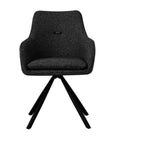 Bizzotto Drehstuhl Falak mit grauem Stoff und schwarzem Gestell - moderner Designerstuhl für Büro und Wohnzimmer.