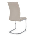Freischwinger Stuhl Myra Kunstleder beige - moderner Esszimmerstuhl mit Chromgestell