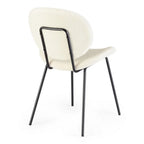 Bizzotto Stuhl Maddie Flausch in Creme mit schwarzem Metallgestell, modernes Design