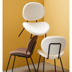Bizzotto Stuhl Maddie Flausch - Moderne Designerstühle mit Metallgestell in Weiß und Braun